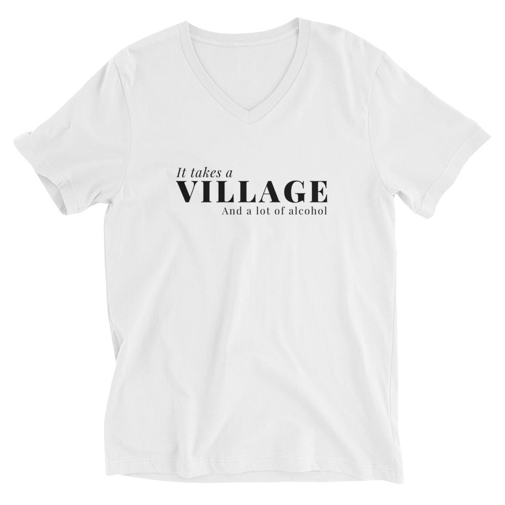 It Takes A Village V-Neck Shirt (White)